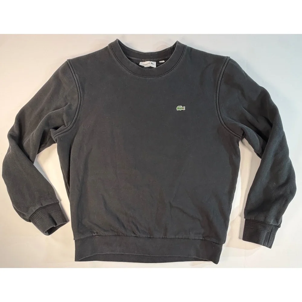 Lacoste Mens Crewneck Sweatshirt Black Embroidered Logo Pullover US L FR 5